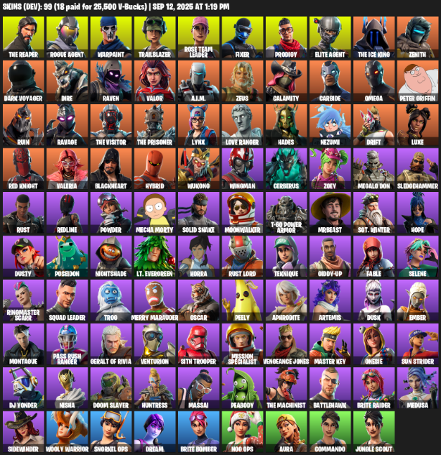 Fortnite Account ( PLAYSTATION / XBOX / PC / MOBILE / NINTENDO ) (Take The L, OG STW, The Reaper, Elite Agent, Omega, Reaper Axe, Rogue Agent) (99 Skins)