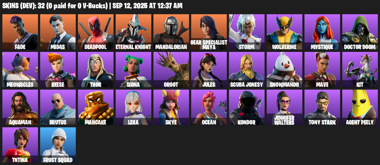 Fortnite Account ( PLAYSTATION / XBOX / PC / MOBILE / NINTENDO ) (Fade, Midas, Deadpool, Eternal Knight, Mandalorian, Gear Specialist Maya, Storm, Wolverine) (32 Skins)