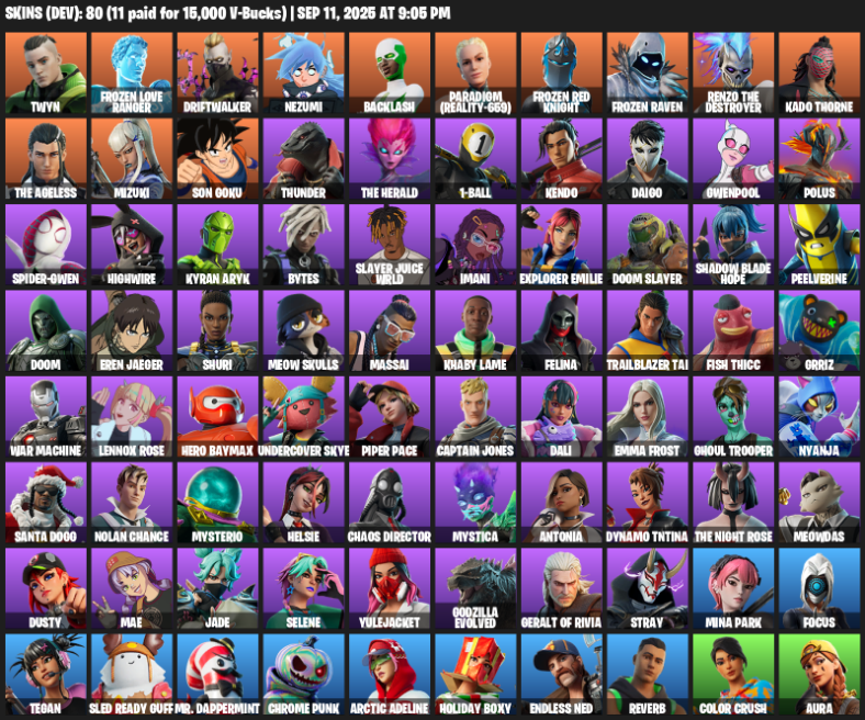 Fortnite Account ( PLAYSTATION / XBOX / PC / MOBILE / NINTENDO ) (Twyn, Frozen Love Ranger, Driftwalker, Nezumi, Backlash, Paradigm (Reality-659), Frozen Red Knight) (80 Skins)
