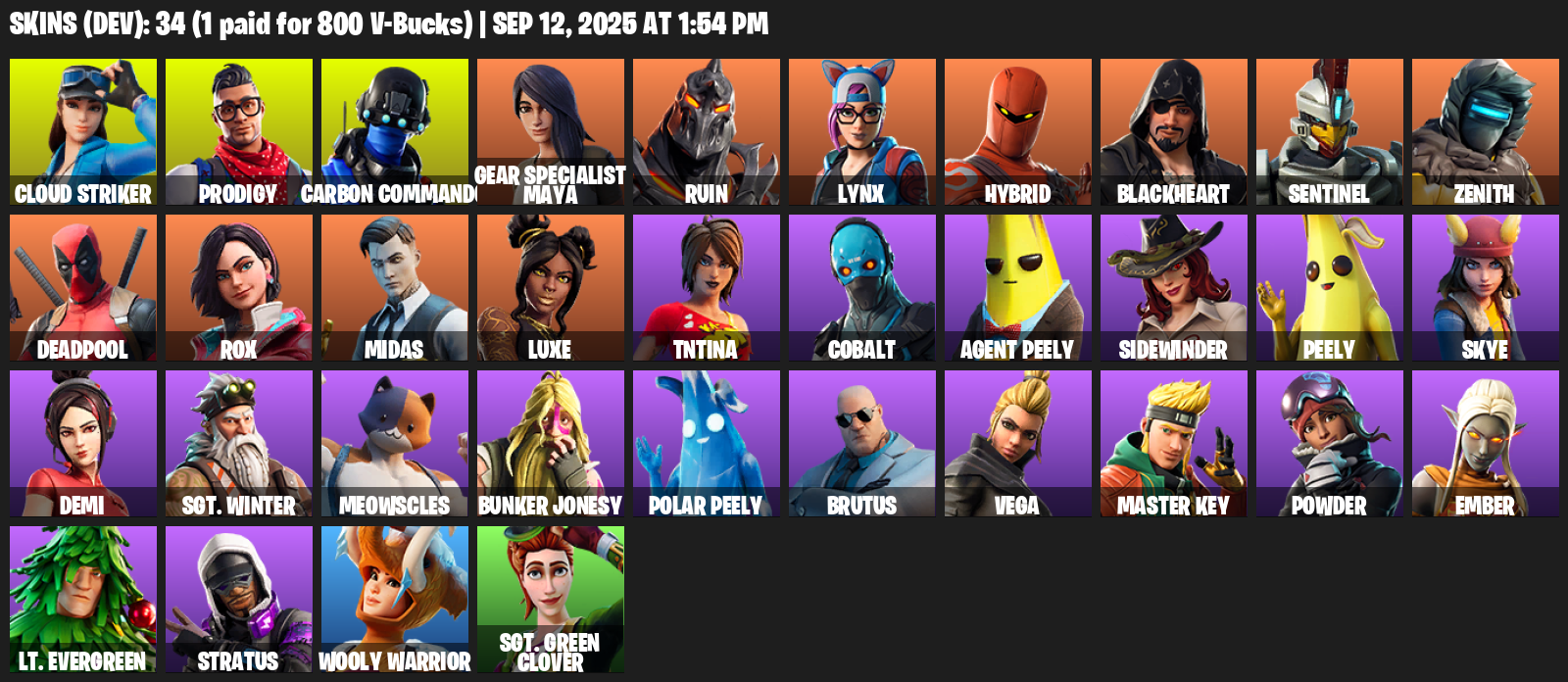 Fortnite Account ( PLAYSTATION / XBOX / PC / MOBILE / NINTENDO ) (Cloud Striker, Prodigy, Carbon Commando, Gear Specialist Maya, Ruin, Lynx, Hybrid, Blackheart) (34 Skins)