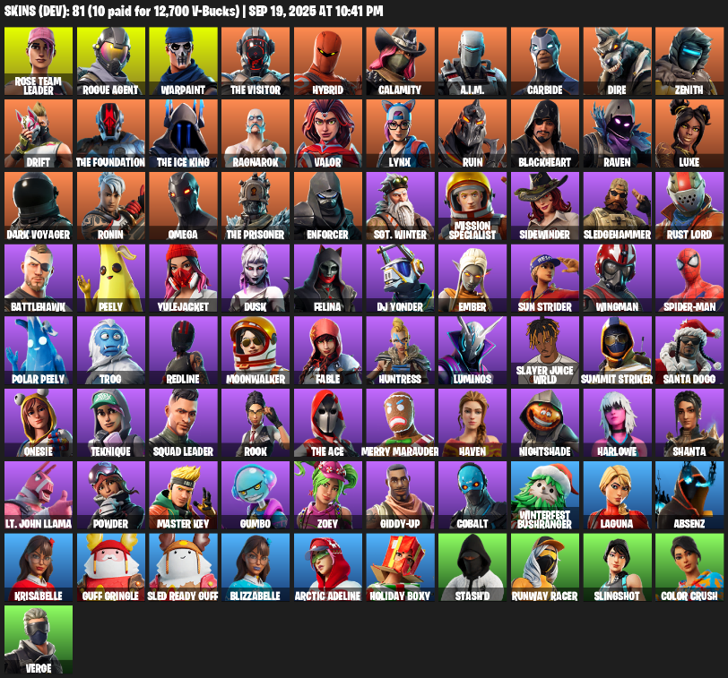 Fortnite Account ( PLAYSTATION / XBOX / PC / MOBILE / NINTENDO ) (Omega, Rose Team Leader, Rogue Agent, Warpaint, The Visitor, Hybrid) (81 Skins)