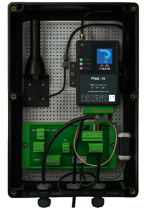 Datalogger digital PT500-V3 de Peregrine Telemetry para captura y transmisión de extracciones a la DGA