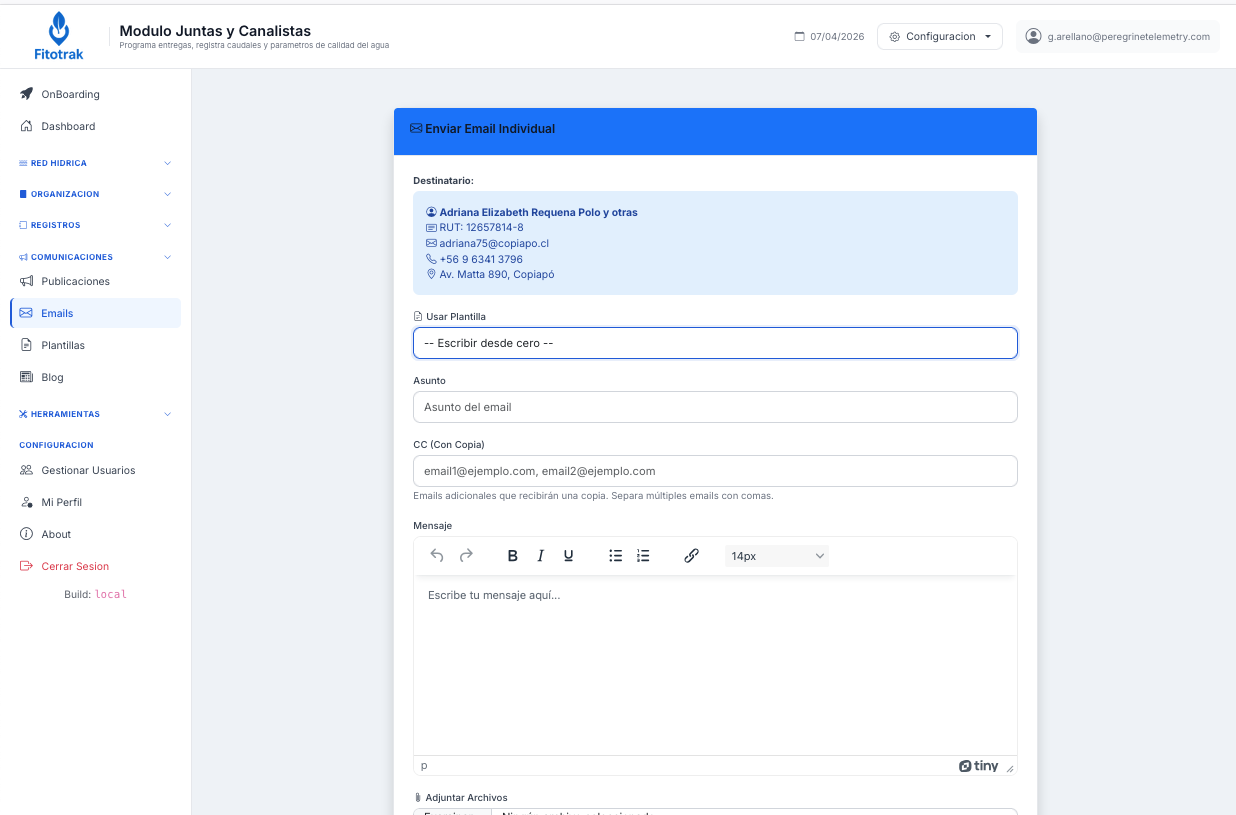 Envío de emails a socios