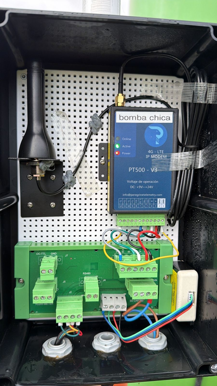 Datalogger PT500-V3 de Peregrine Telemetry (4G-LTE) para la transmisión automática de extracciones a la DGA