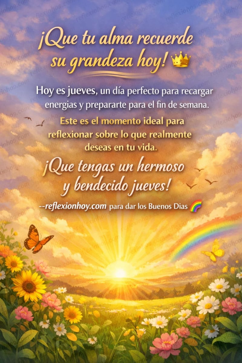 Reflexión sobre un jueves lleno de energía positiva y luz, ideal para inspirar.