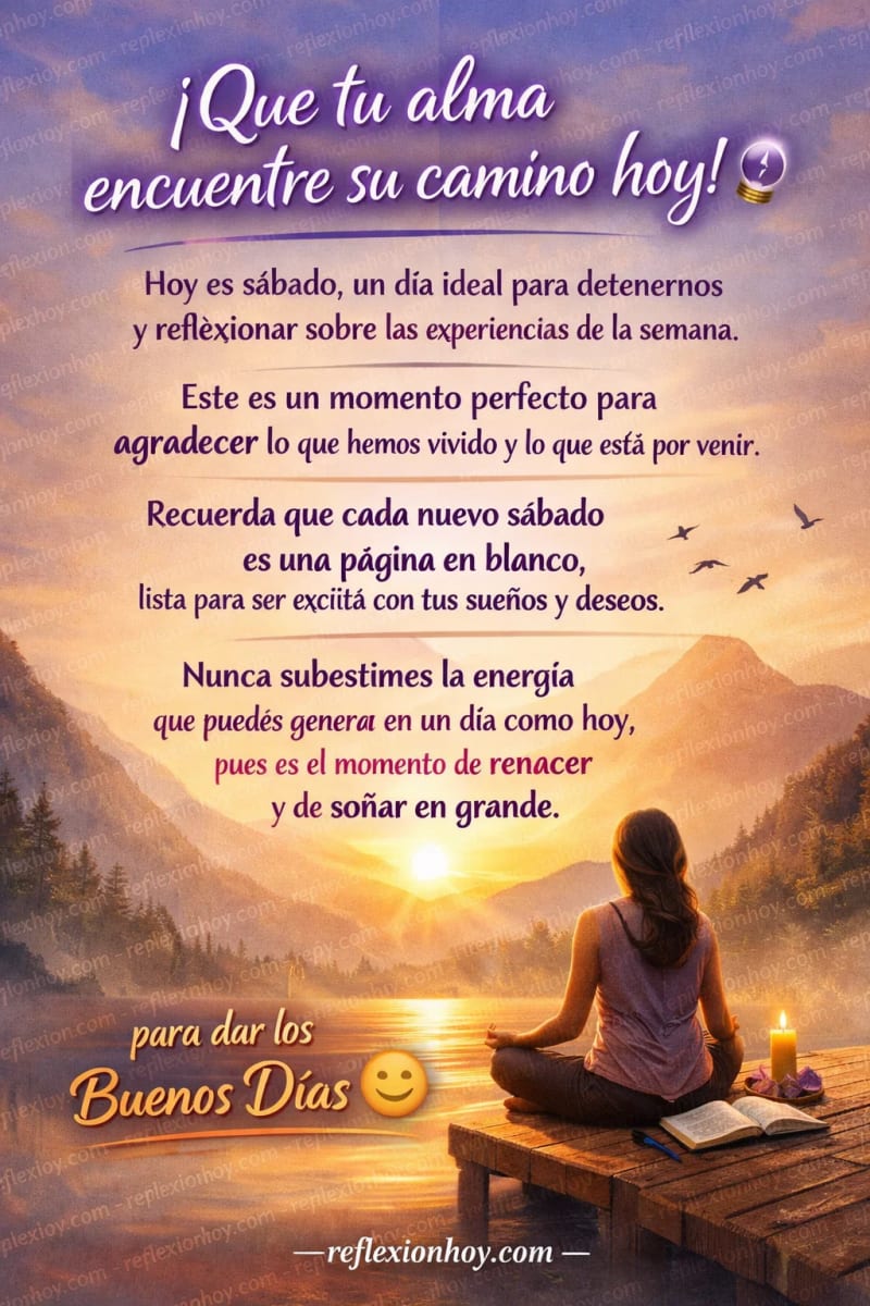 Reflexión positiva para el sábado, invitando a la renovación y la introspección.