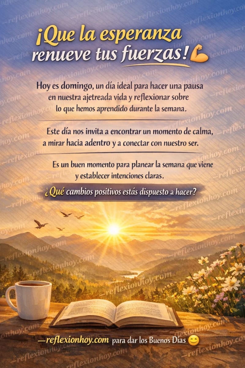 Reflexiones sobre buenos días y energía positiva para un domingo inspirador.