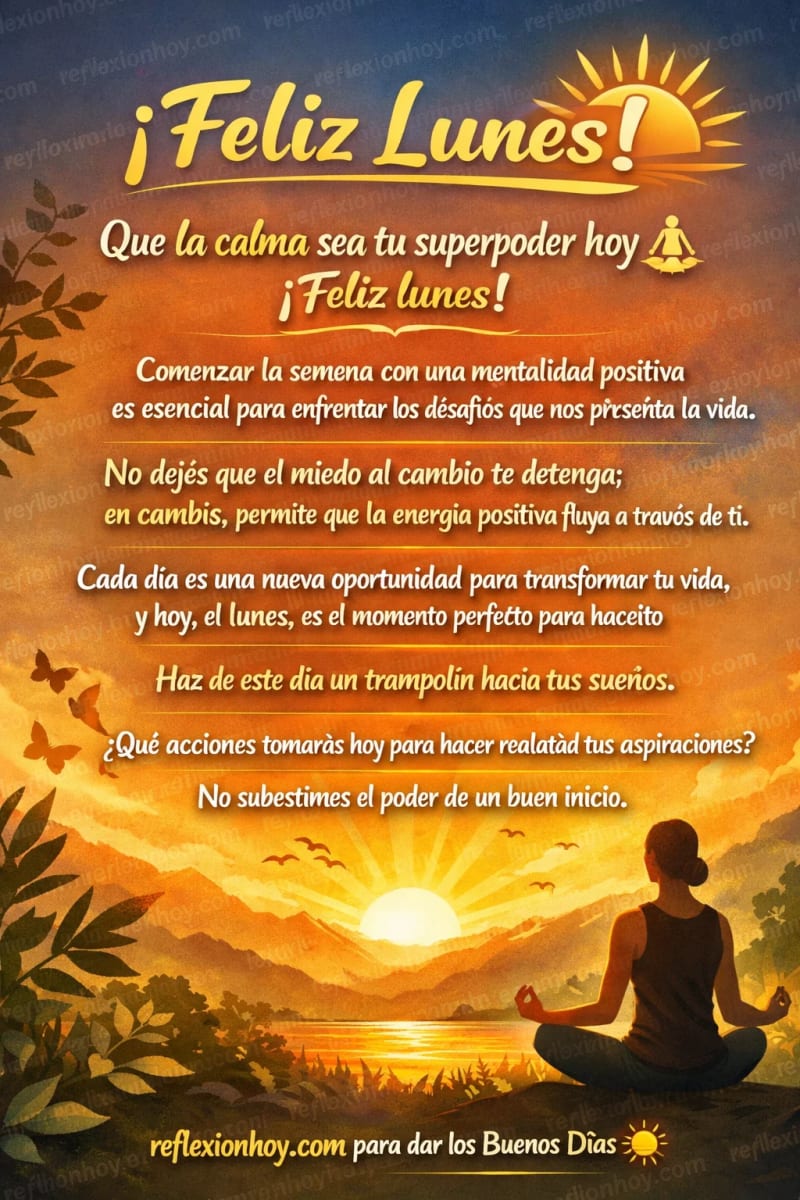Reflexión positiva para iniciar la semana con energía y buenas vibras.