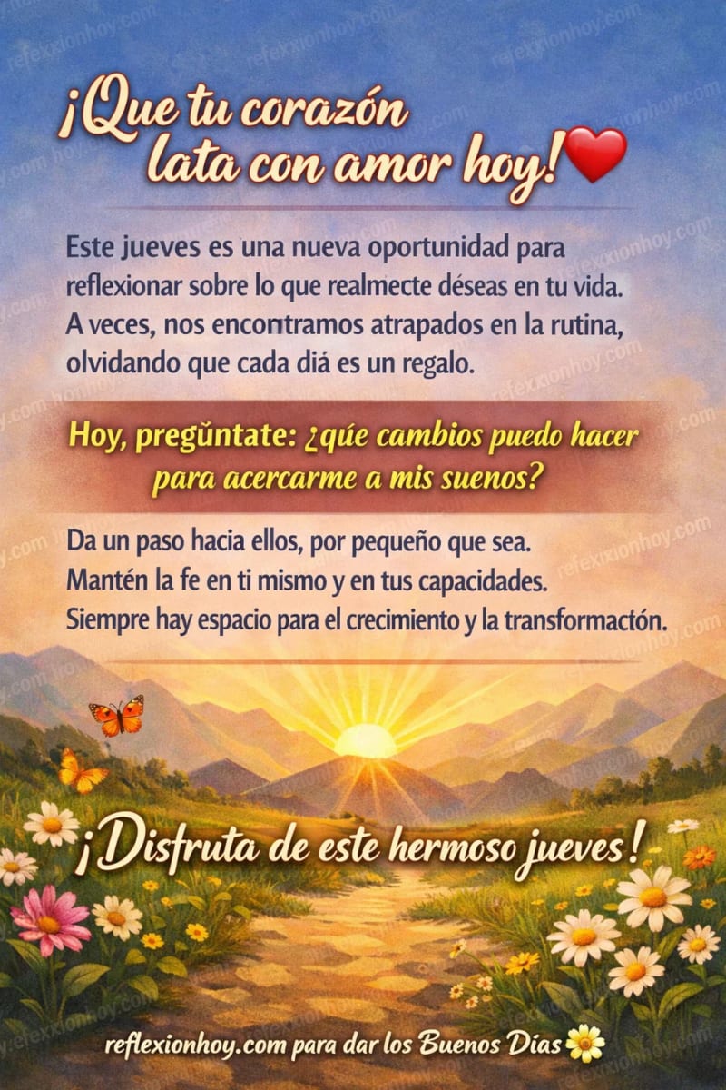 Reflexión positiva para jueves, crecimiento personal y motivación diaria.