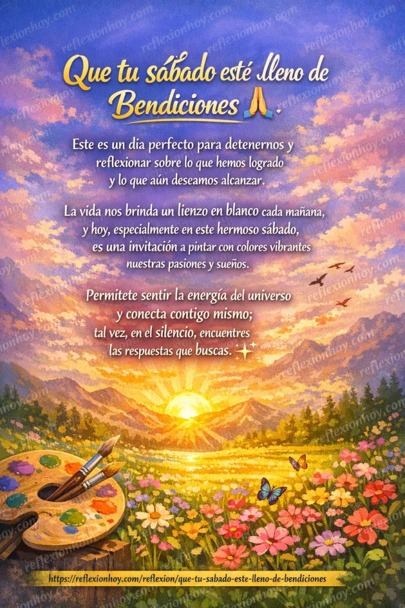 Reflexión positiva para el sábado que inspira nuevos comienzos y buenas energías.