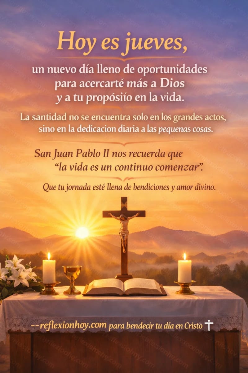 Imagen de un amanecer sereno sobre un altar, simbolizando la esperanza y la fe.