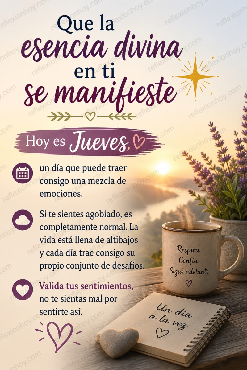 Reflexión sobre bienestar emocional y resiliencia para Jueves.