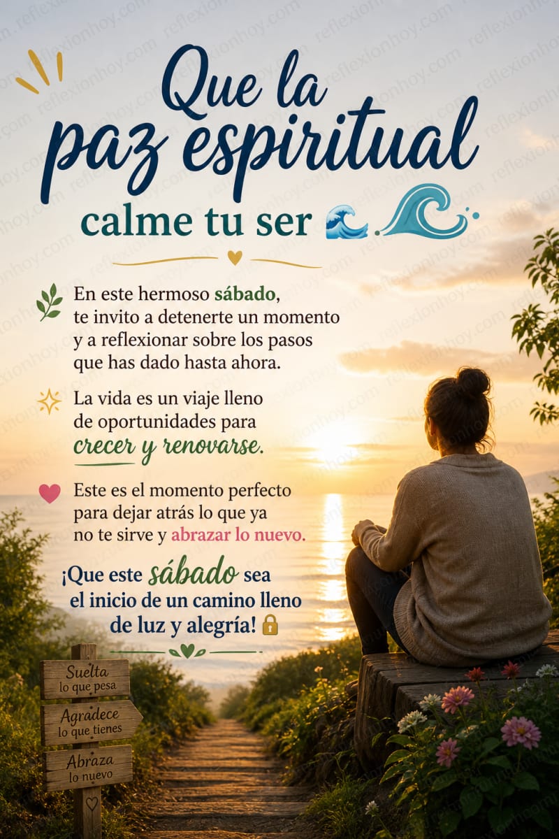 Reflexión sobre el crecimiento personal y la renovación en un sábado especial, invitando a la introspección y a la acción positiva.
