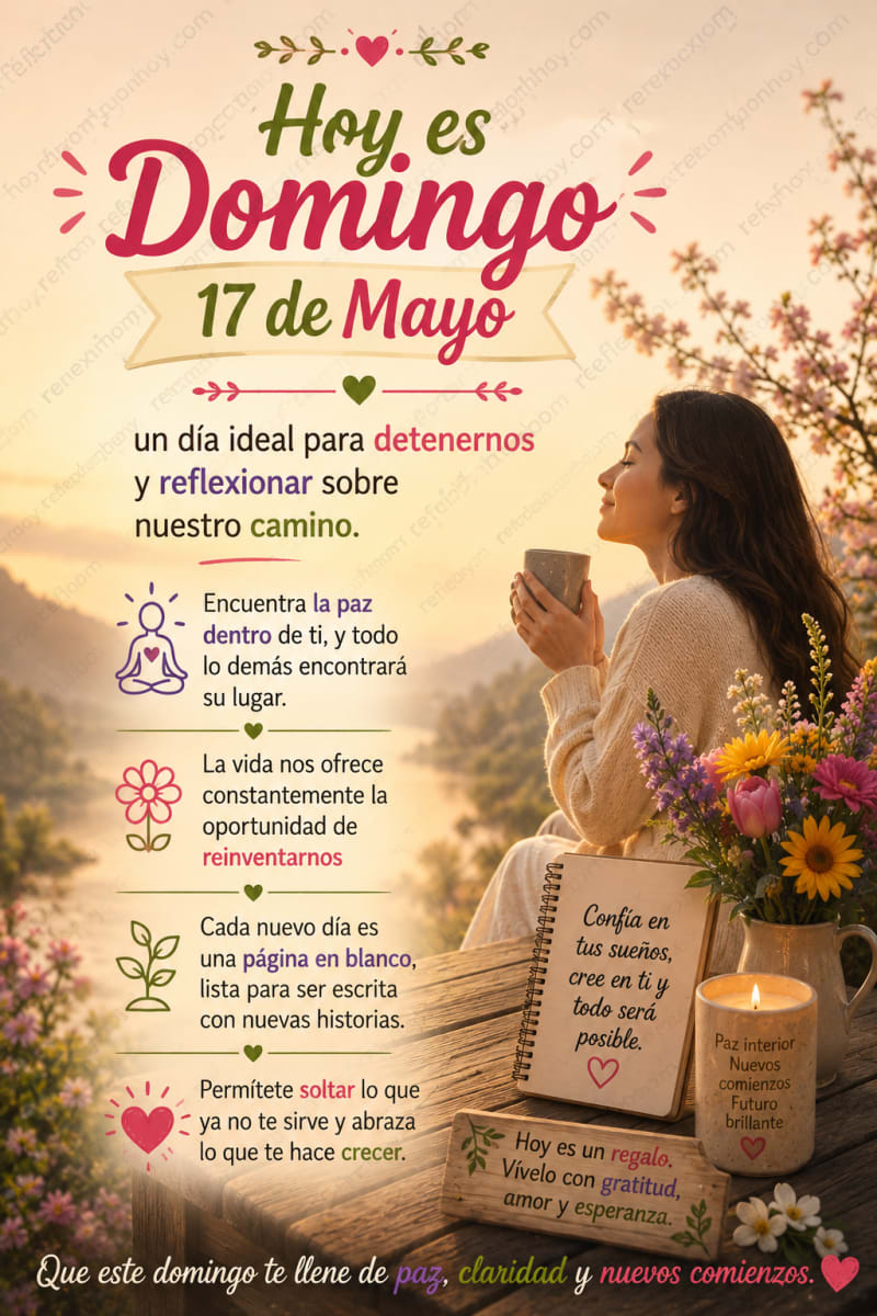 Reflexión sobre la paz interior y nuevos comienzos en un domingo especial.