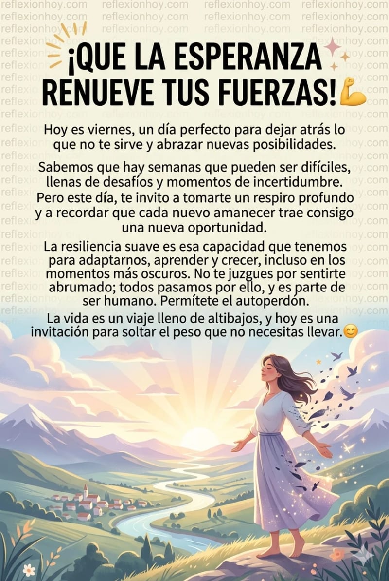 Reflexiones motivacionales para un viernes lleno de luz y esperanza, enfocadas en la resiliencia y el autoperdón.