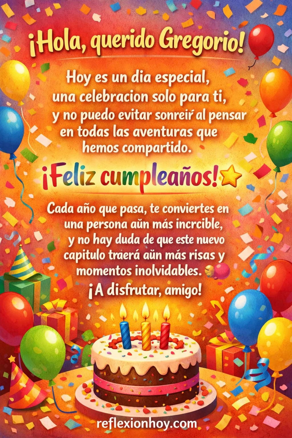 Imagen: 🎉 ¡Hoy celebramos a Gregorio, el rey de la alegría! 🎂
