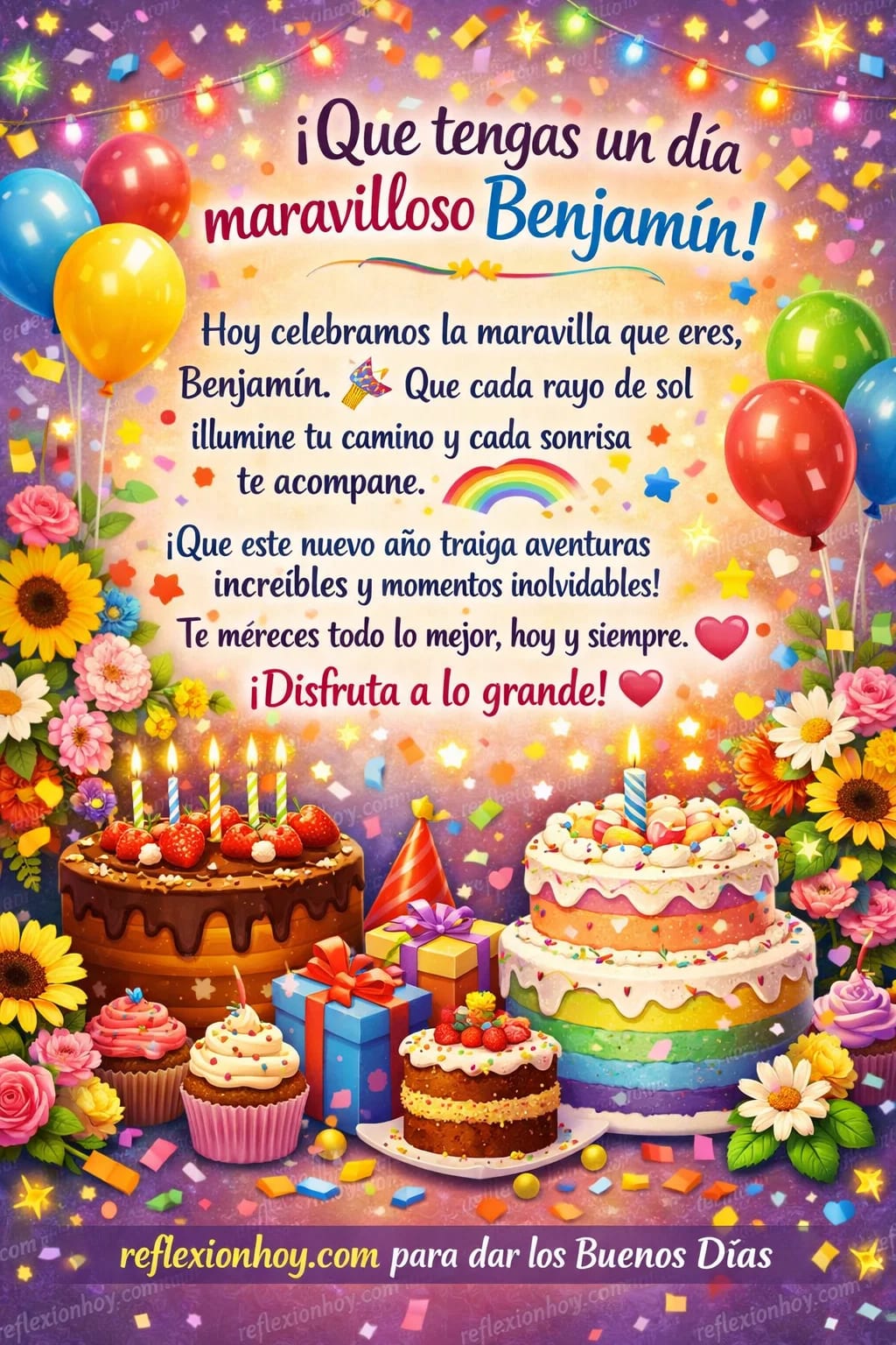 Imagen de la reflexión: ¡Feliz Cumpleaños, Benjamín! 🎉🎂✨ Celebremos a lo grande!