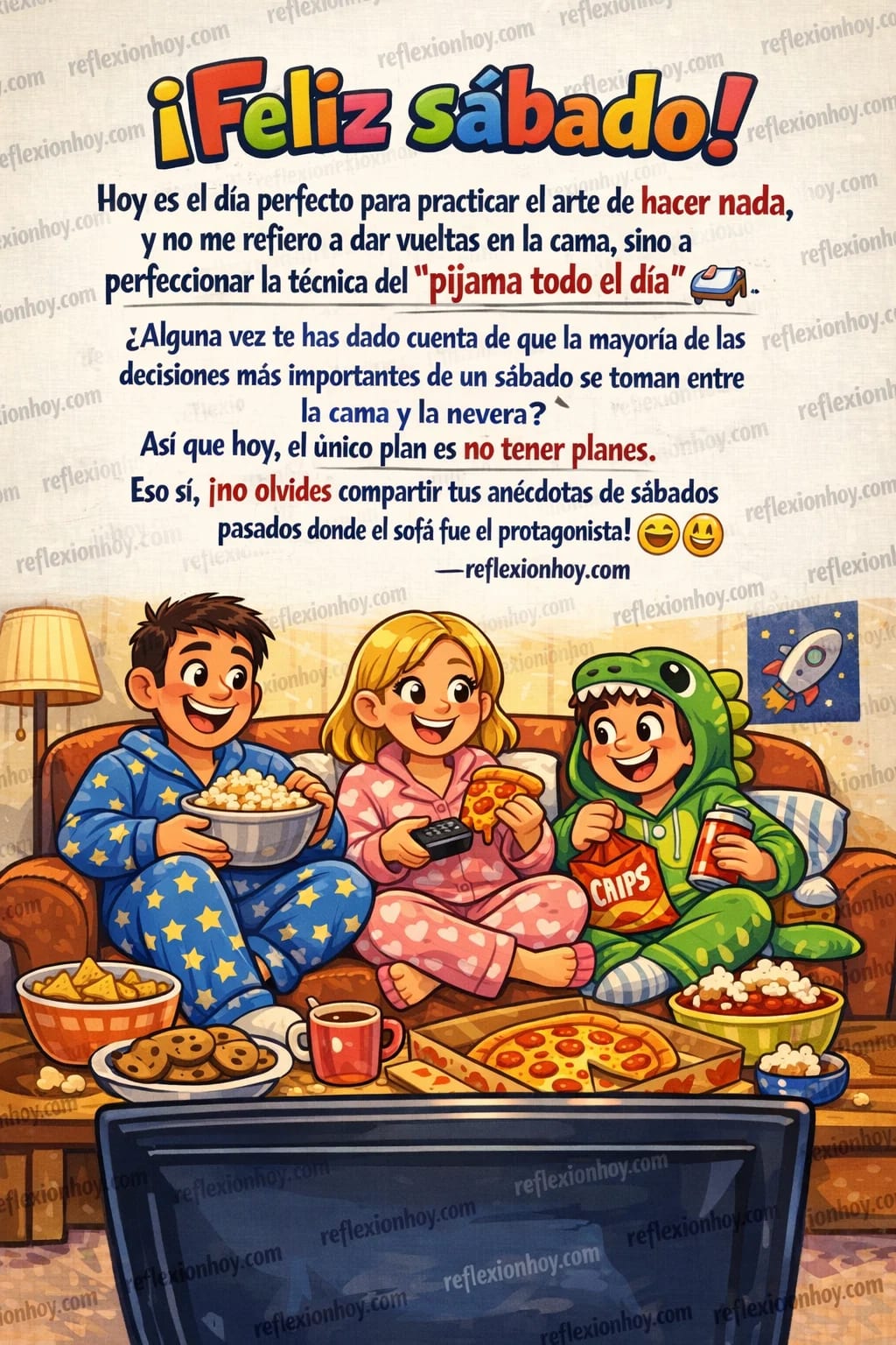 Imagen de la reflexión: ¡Sábado de pijama! La moda más cómoda del universo 🛌😄