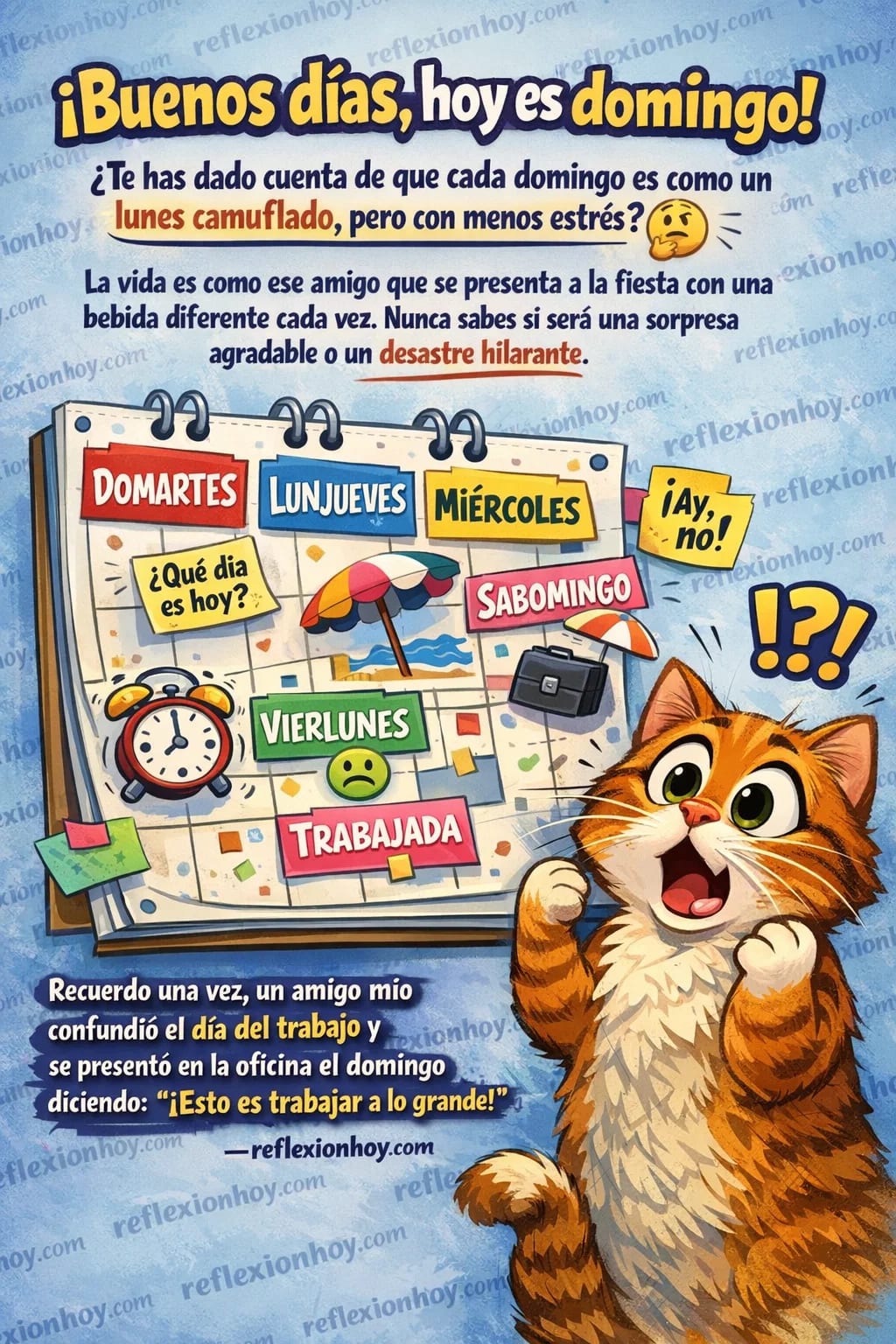 ¡Feliz domingo! El martes es el nuevo viernes, ¿no? 😂✨