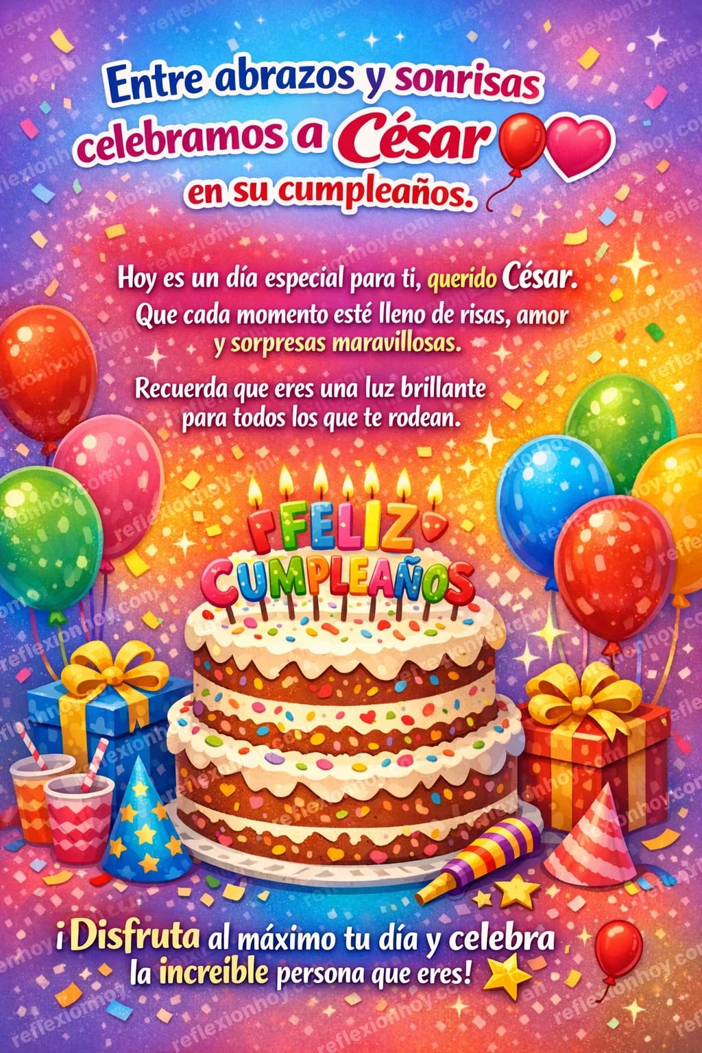 ¡Feliz Cumpleaños, César! 🎉🎂✨ Un día brillante para brillar.