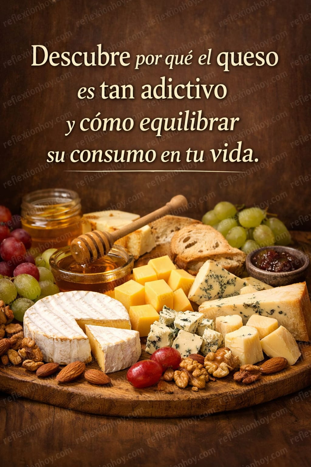 Una tabla de quesos variados, representando la irresistibilidad del queso.