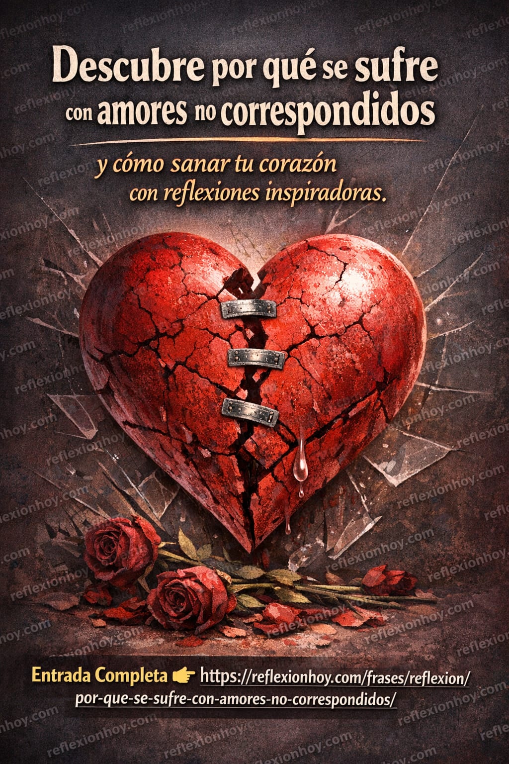 Un corazón roto, símbolo del sufrimiento por amores no correspondidos.