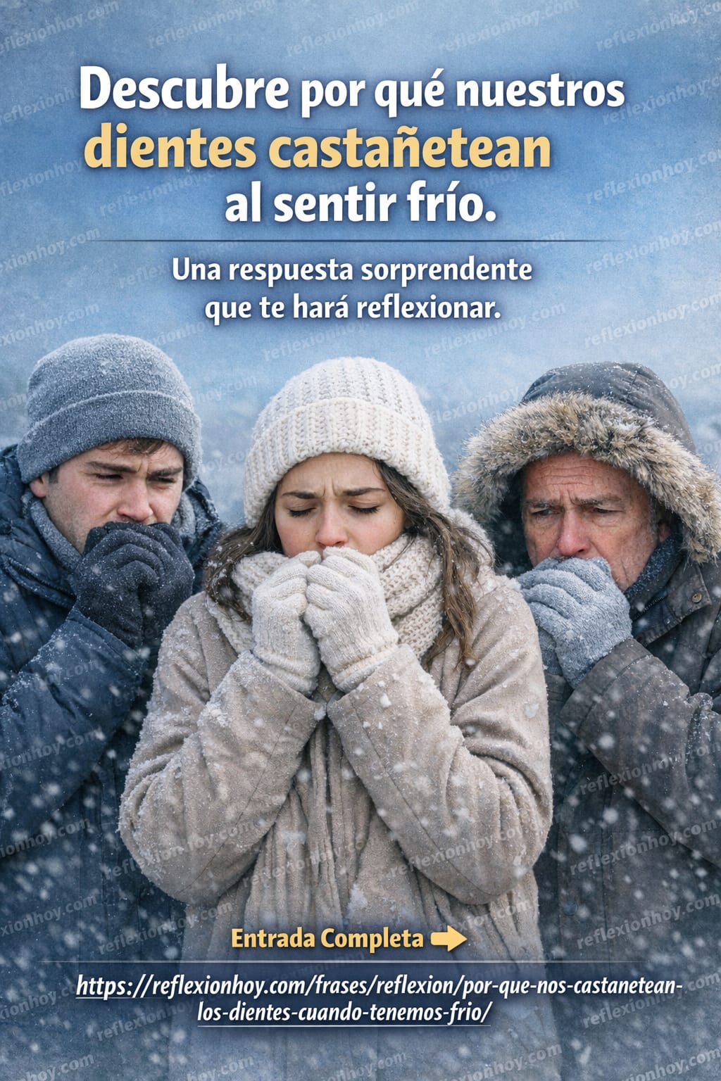 Personas temblando de frío mientras se cubren la boca.