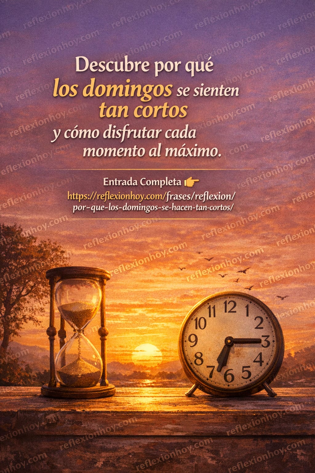 Un tranquilo atardecer de domingo, simboliza la fugacidad del tiempo.