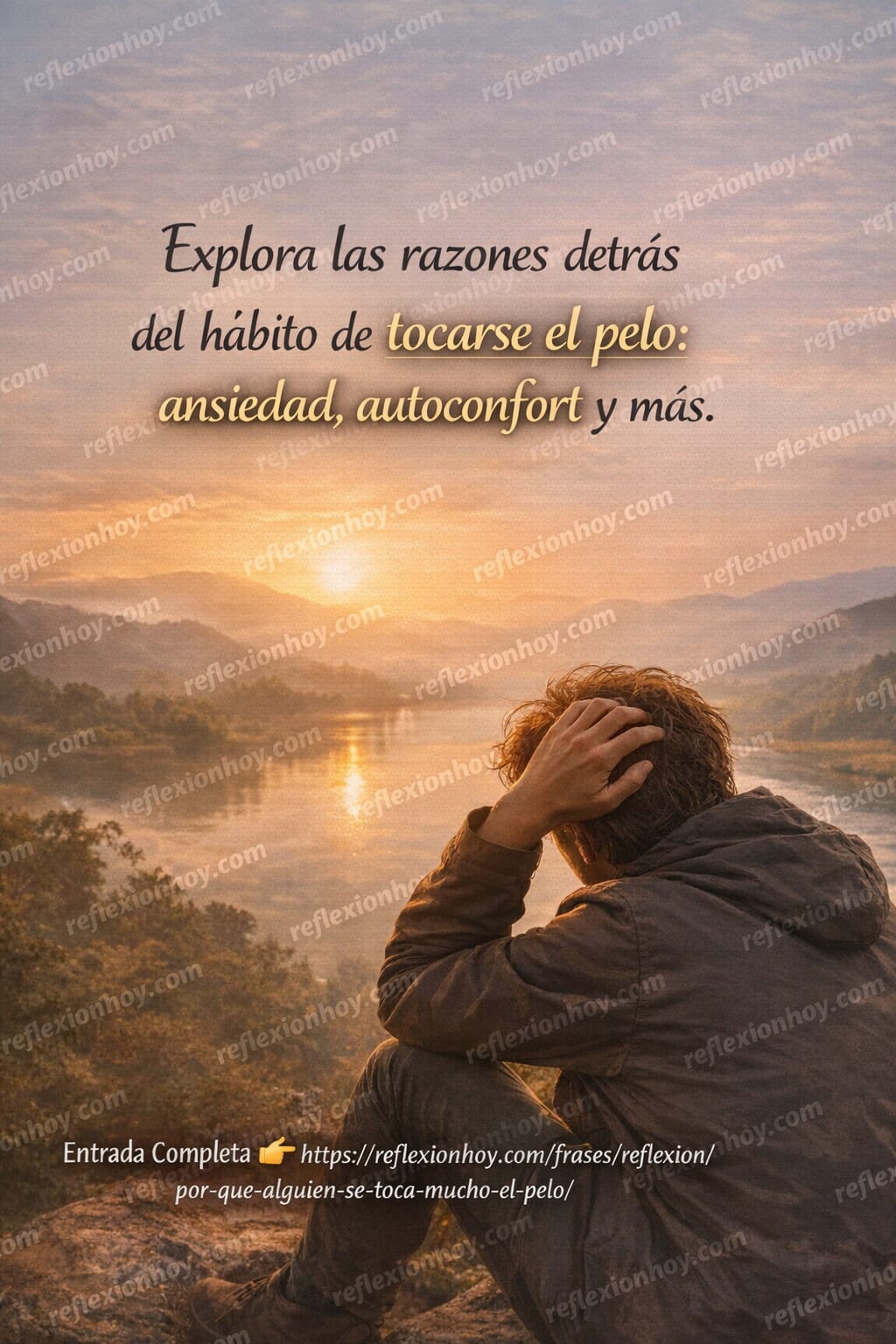 Persona tocándose el cabello en un momento de reflexión.