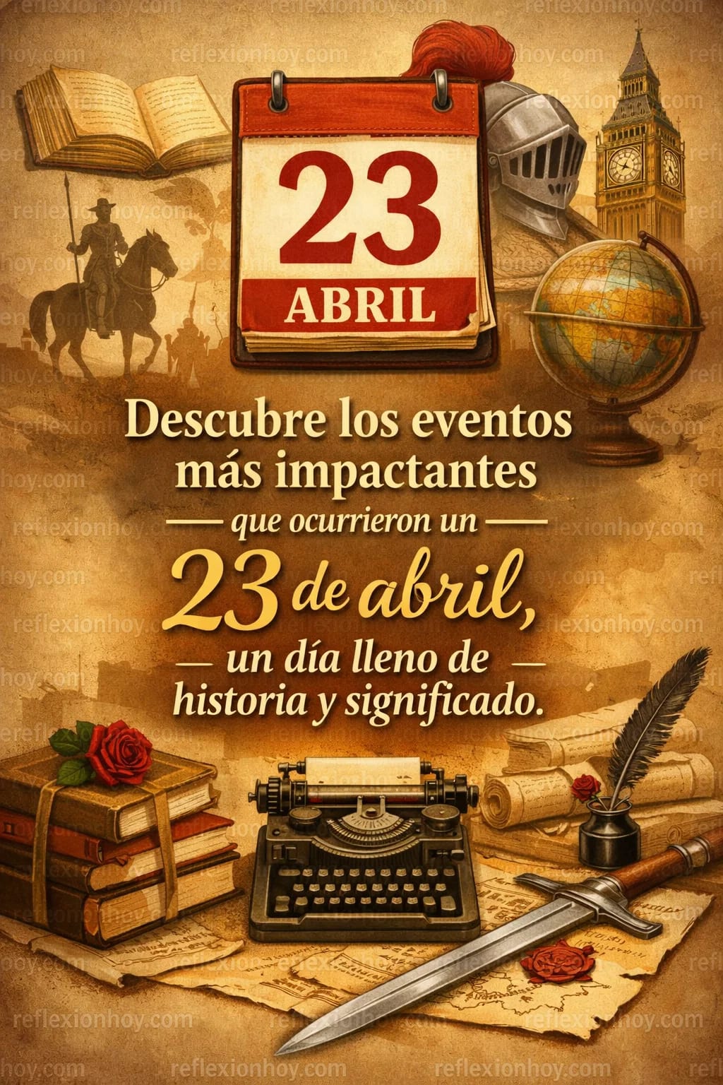Un calendario que muestra el 23 de abril, simbolizando historia y eventos importantes.
