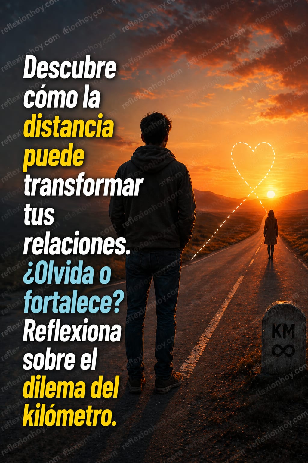 Un paisaje que simboliza la distancia y la conexión emocional, evocando reflexión.