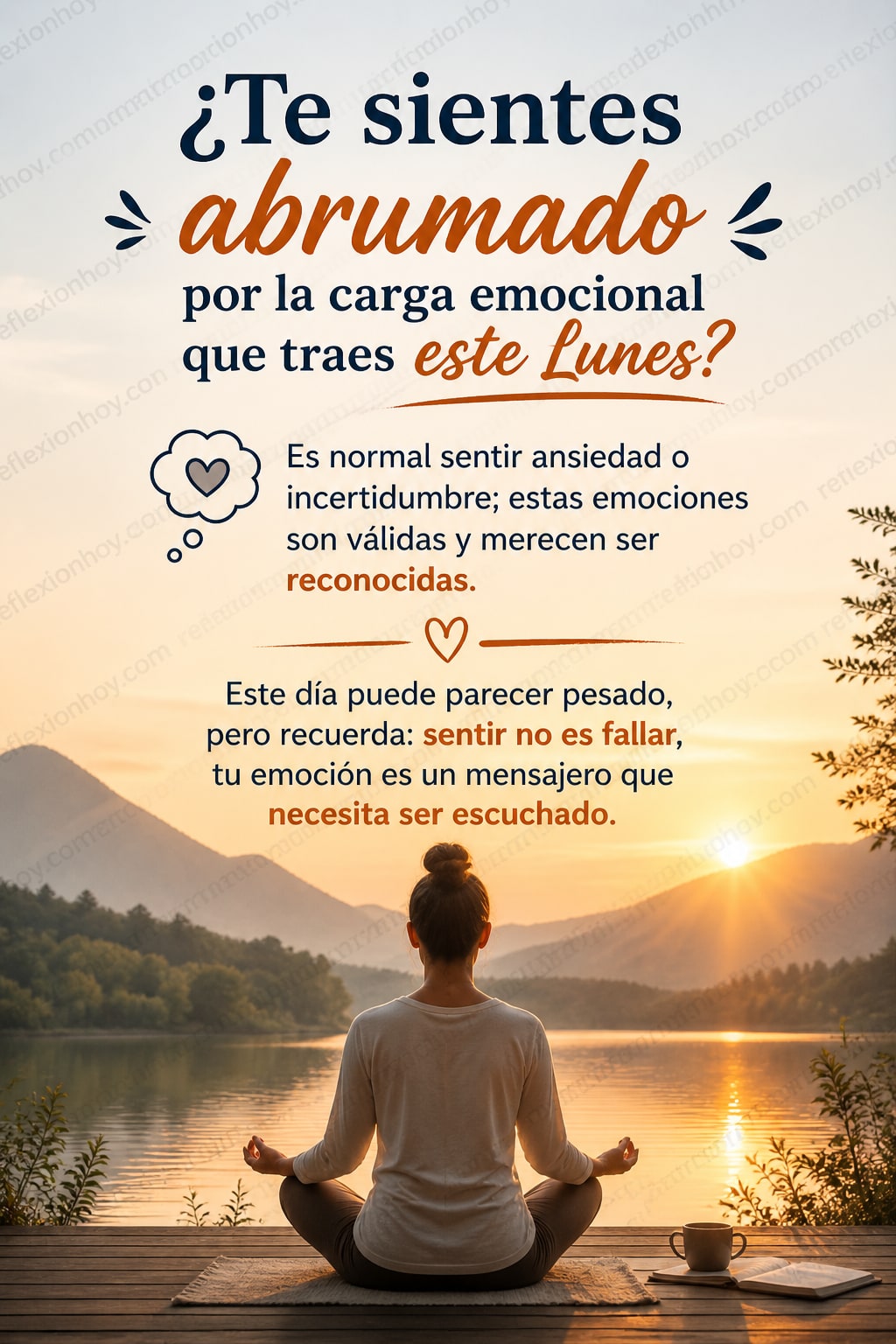 Imagen de la reflexión: ¿Te sientes abrumado este Lunes? 🌧️✨ Respira hondo