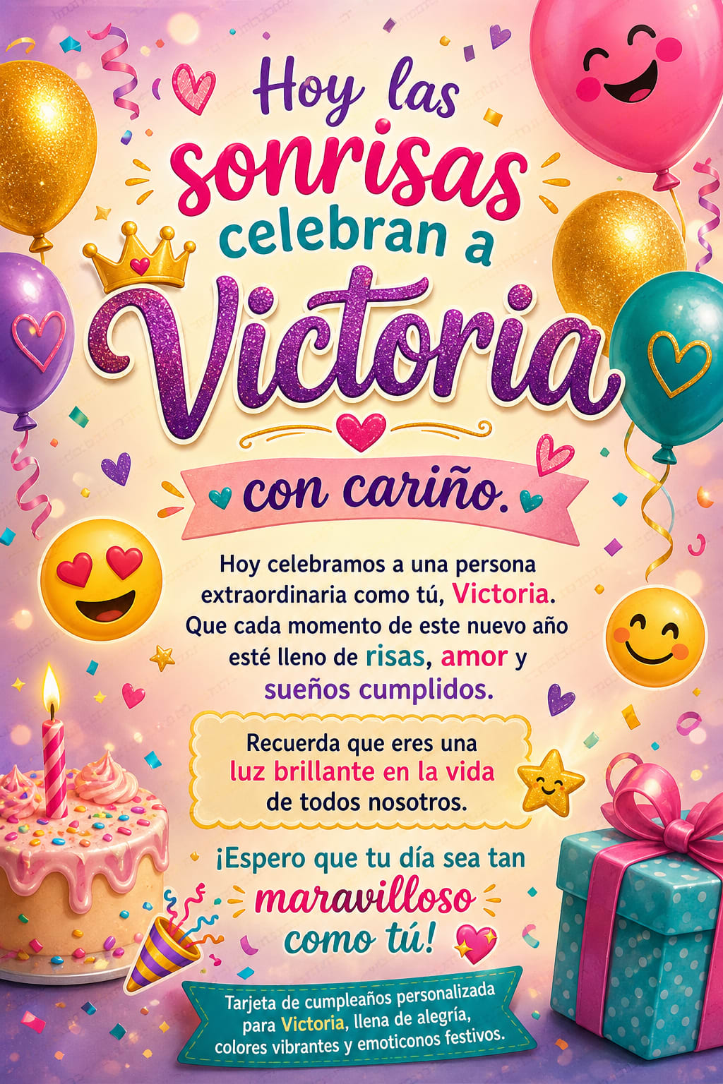 ¡Feliz Cumpleaños, Victoria! 🎉🎂✨ Celebremos tu día especial