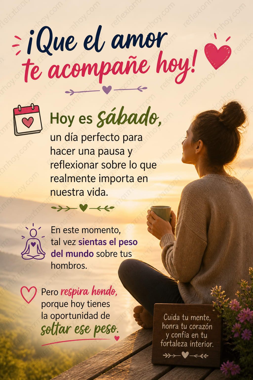 ¡Hoy es sábado, regálate un momento para ti! 🌼