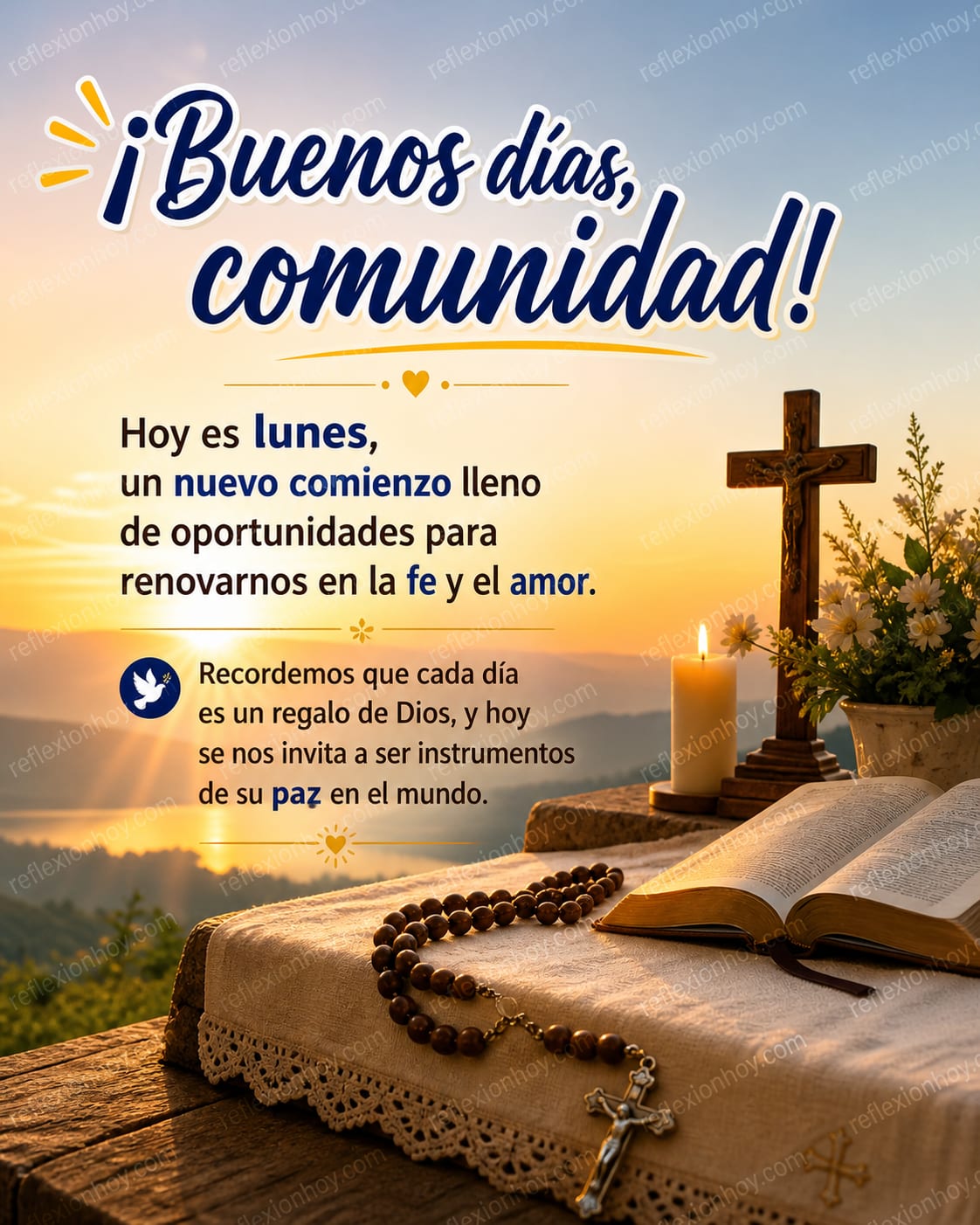 Imagen de la reflexión: Que la luz de Cristo te guíe este lunes ✝️