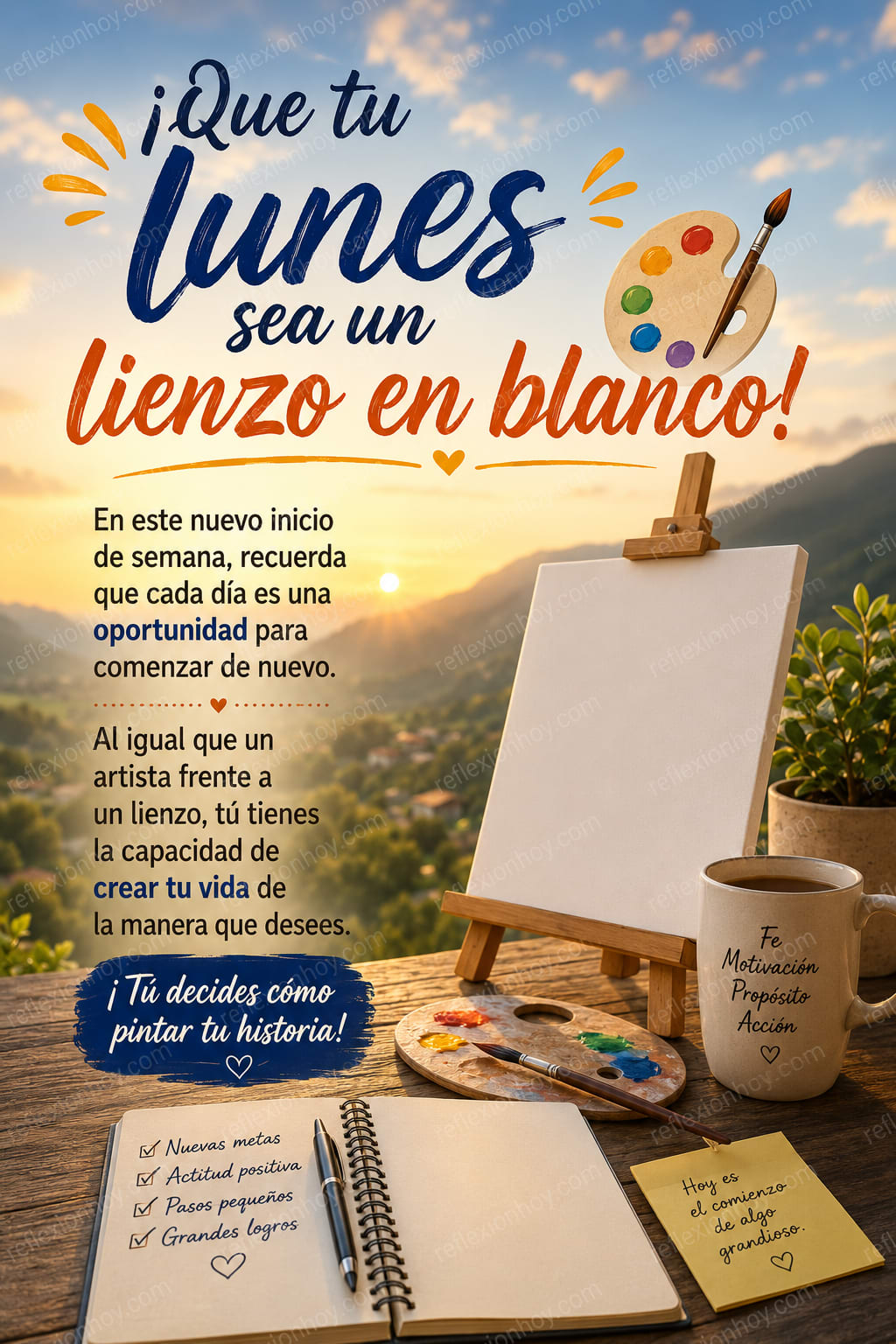 Imagen de la reflexión: ¡Que tu lunes sea un lienzo en blanco! 🎨