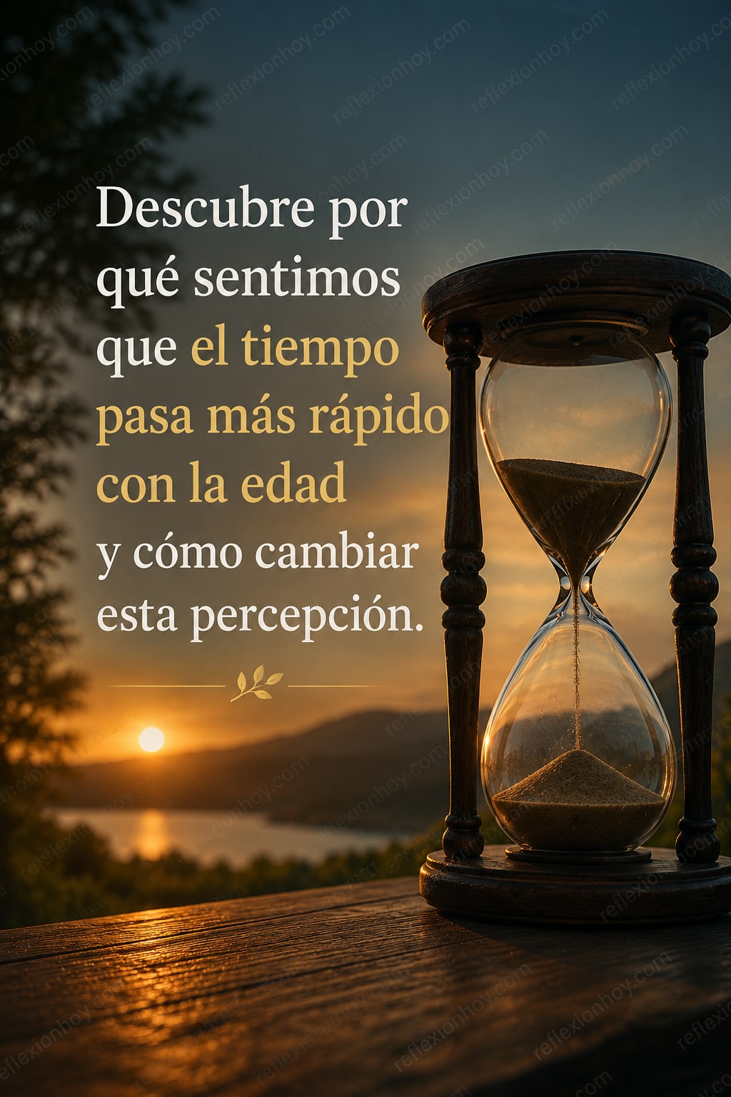 Un reloj de arena simboliza el paso del tiempo y reflexión sobre la vida.