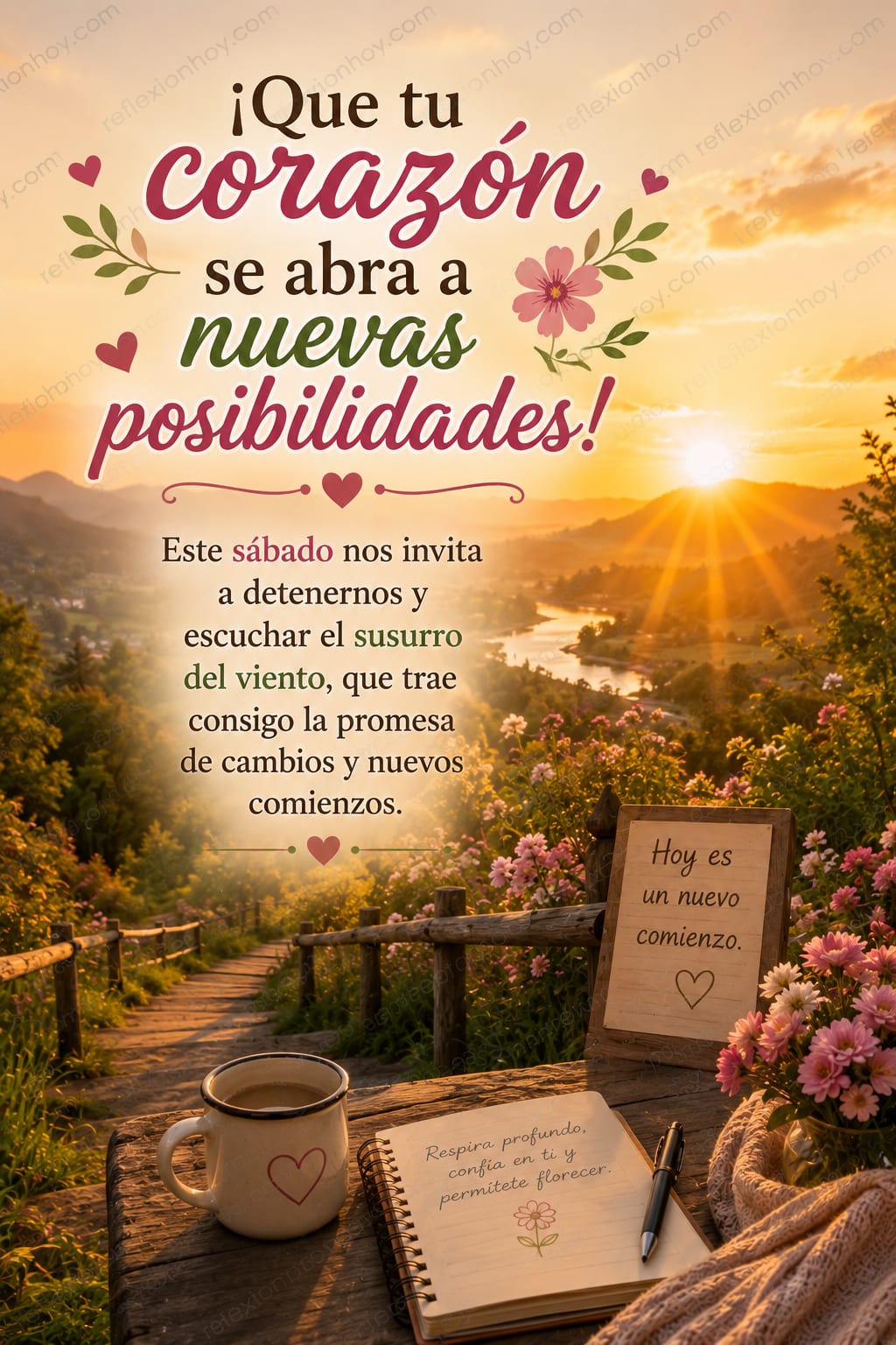 Imagen de la reflexión: Un nuevo amanecer en este sábado hermoso 🌅