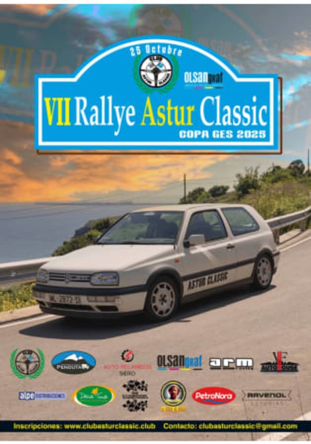 VII Rally Astur Classic - Poster 2025 - Toda la info de Rallies de Regularidad en rallyplanner.net