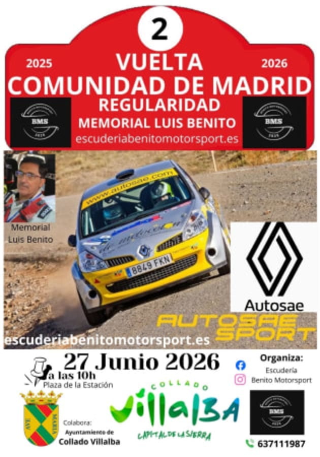 II Vuelta Comunidad de Madrid 2026 - Poster 2026 - Toda la info de Rallies de Regularidad en rallyplanner.net