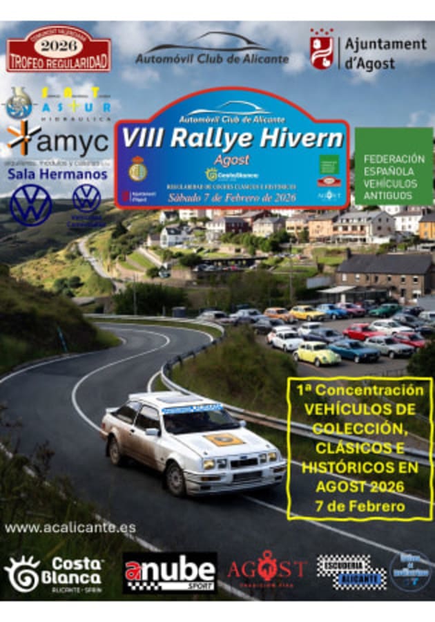 VIII Rallye Hivern AGOST-Costa Blanca 2026 - Poster 2026 - Toda la info de Rallies de Regularidad en rallyplanner.net