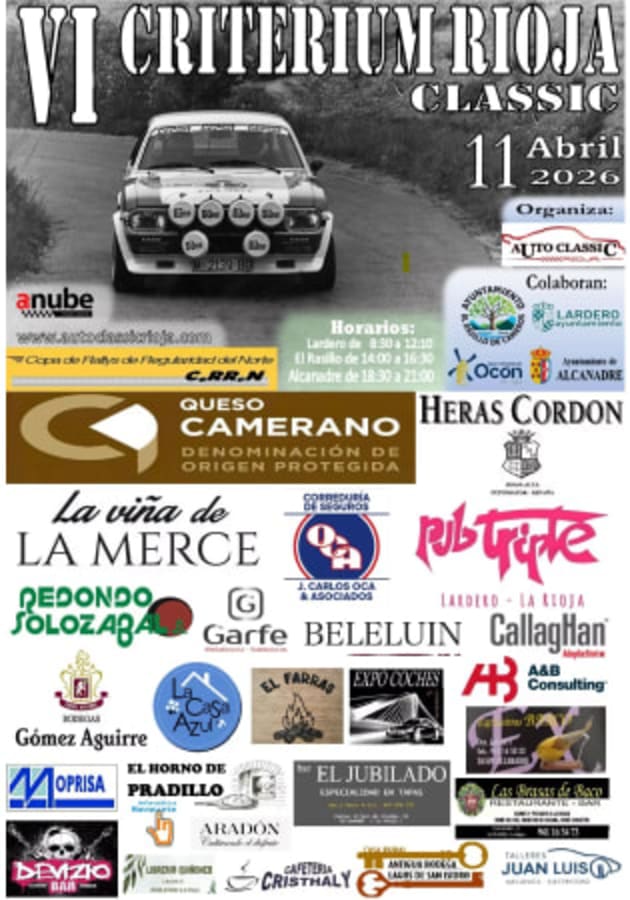 VI Criterium Rioja Classic 2026 - Poster 2026 - Toda la info de Rallies de Regularidad en rallyplanner.net