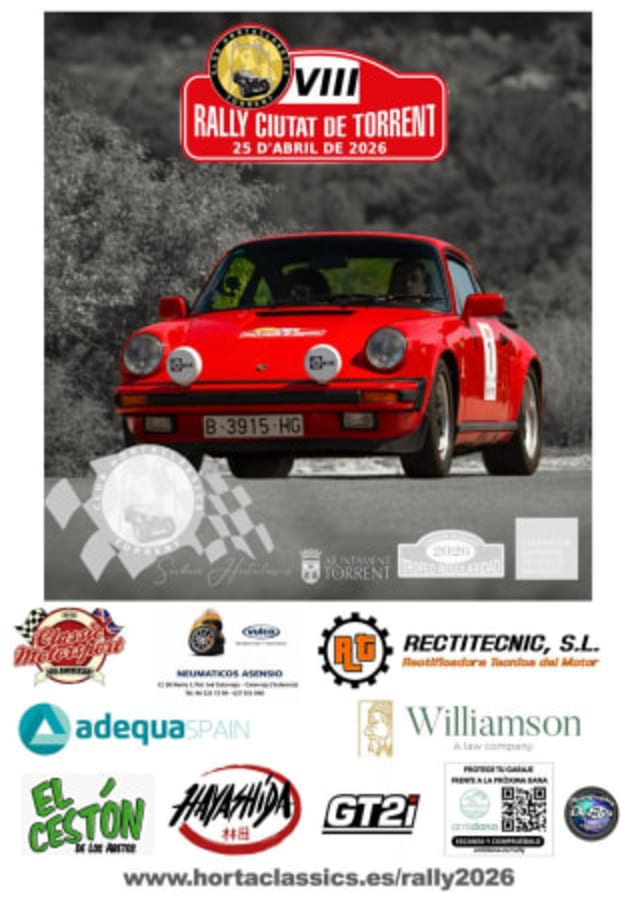 VIII Rally de Regularidad Ciutat de Torrent - Poster 2026 - Toda la info de Rallies de Regularidad en rallyplanner.net