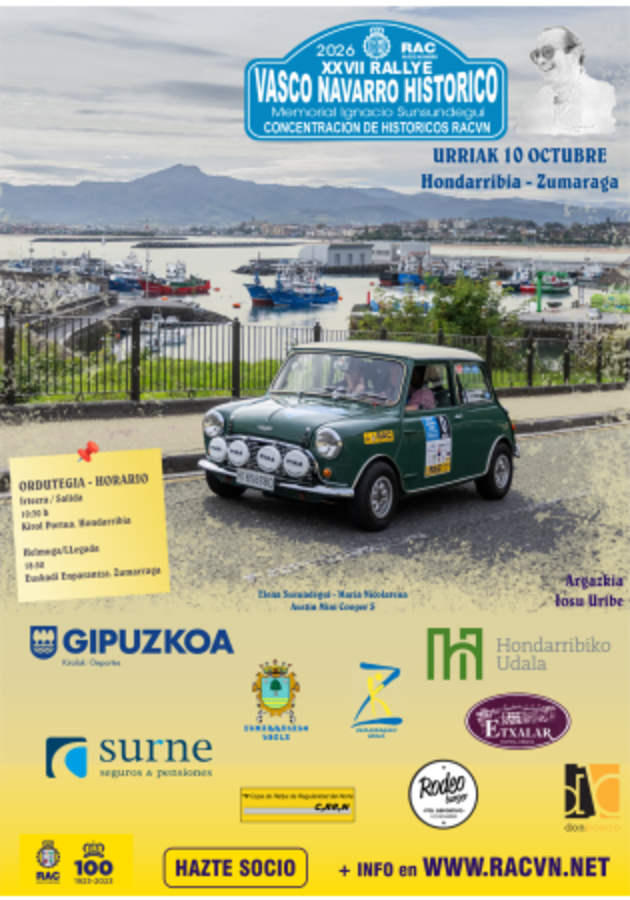 XXVII Rallye Vasco Navarro Historico 2026 - Poster 2026 - Toda la info de Rallies de Regularidad en rallyplanner.net