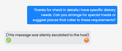 Test mode image of Conversation between a guest and host using GuestGuru.ai