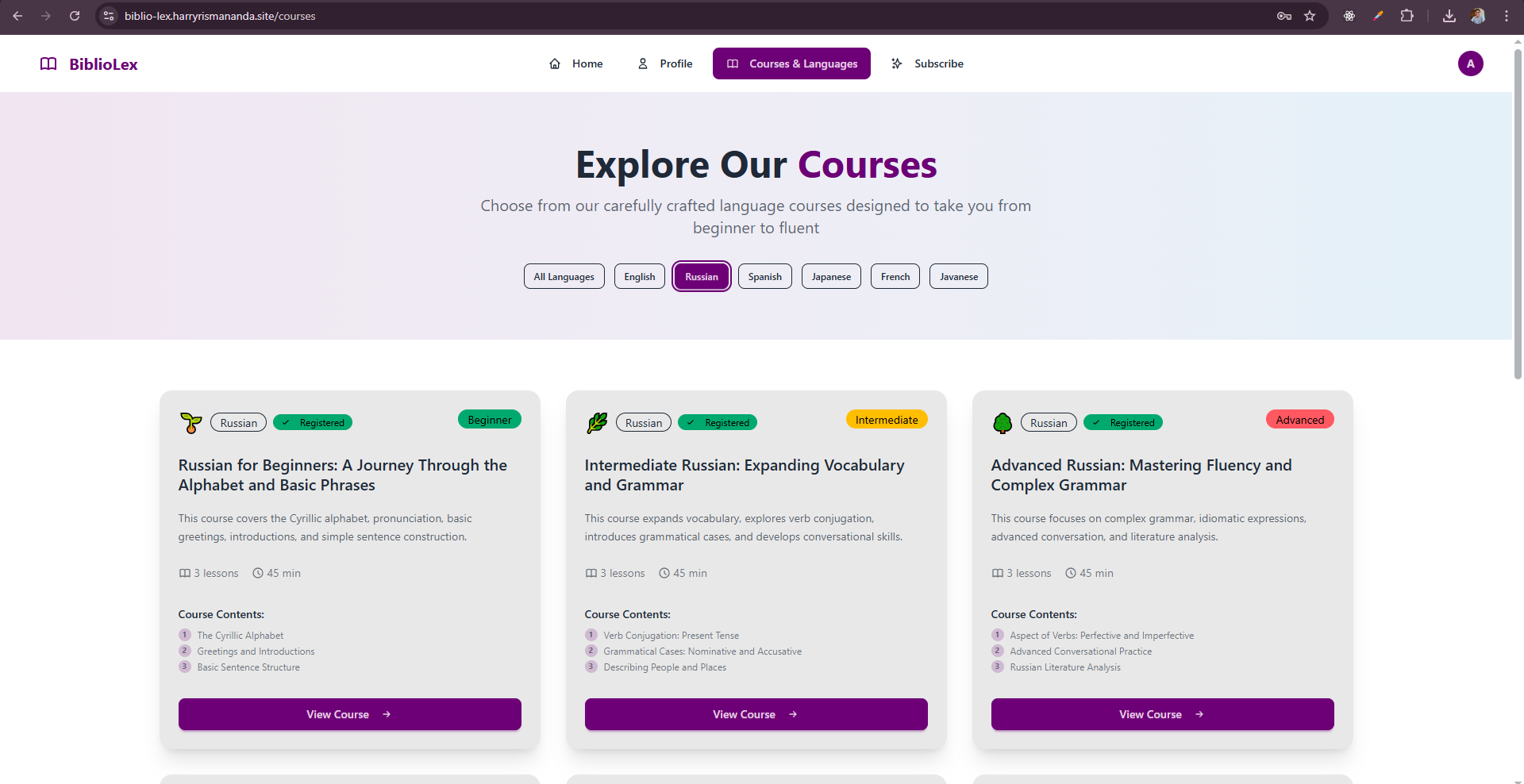 BiblioLex - AI-powered Language Learning Platform