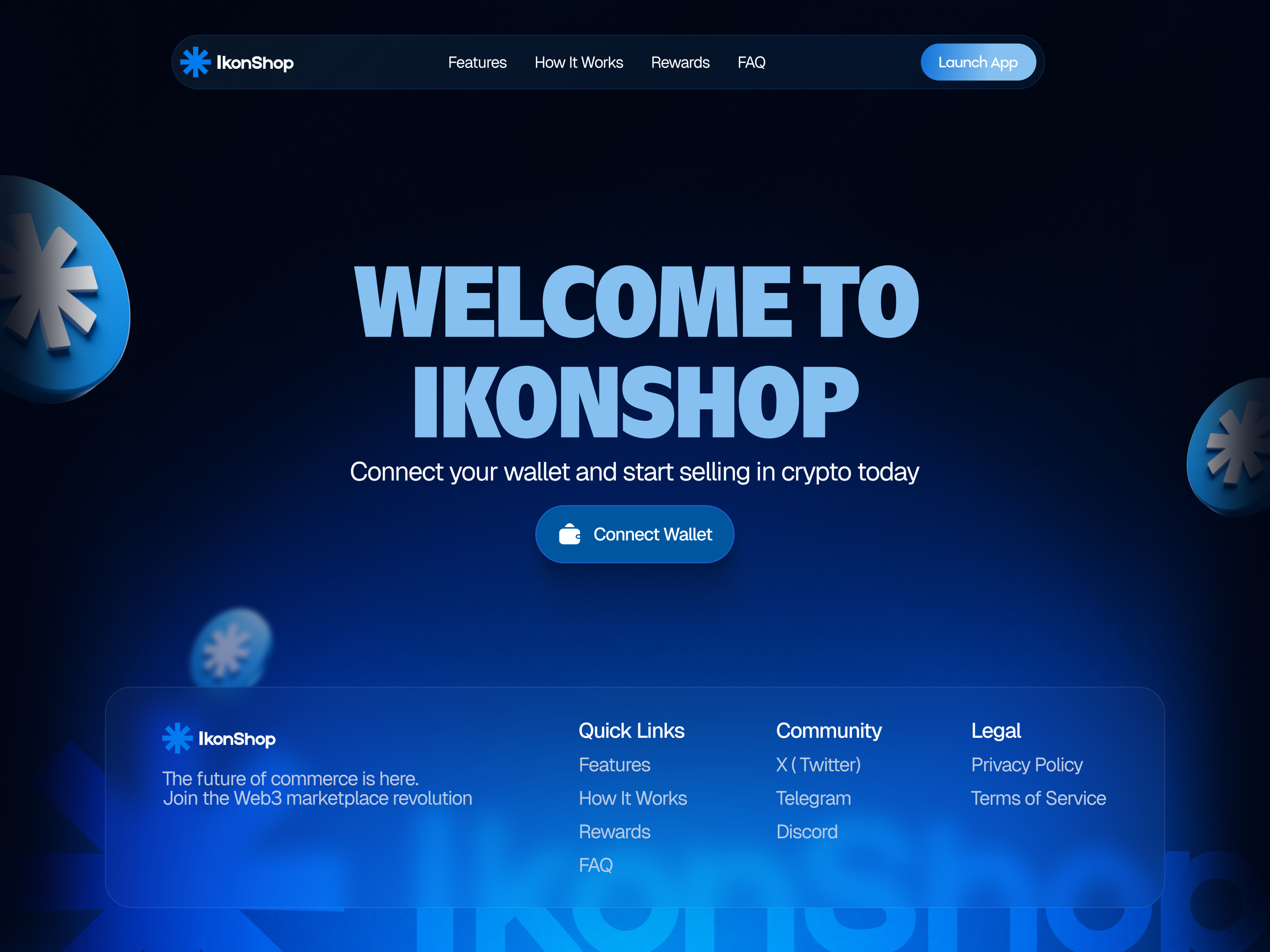 IkonShop Web3 marketplace — website homepage design