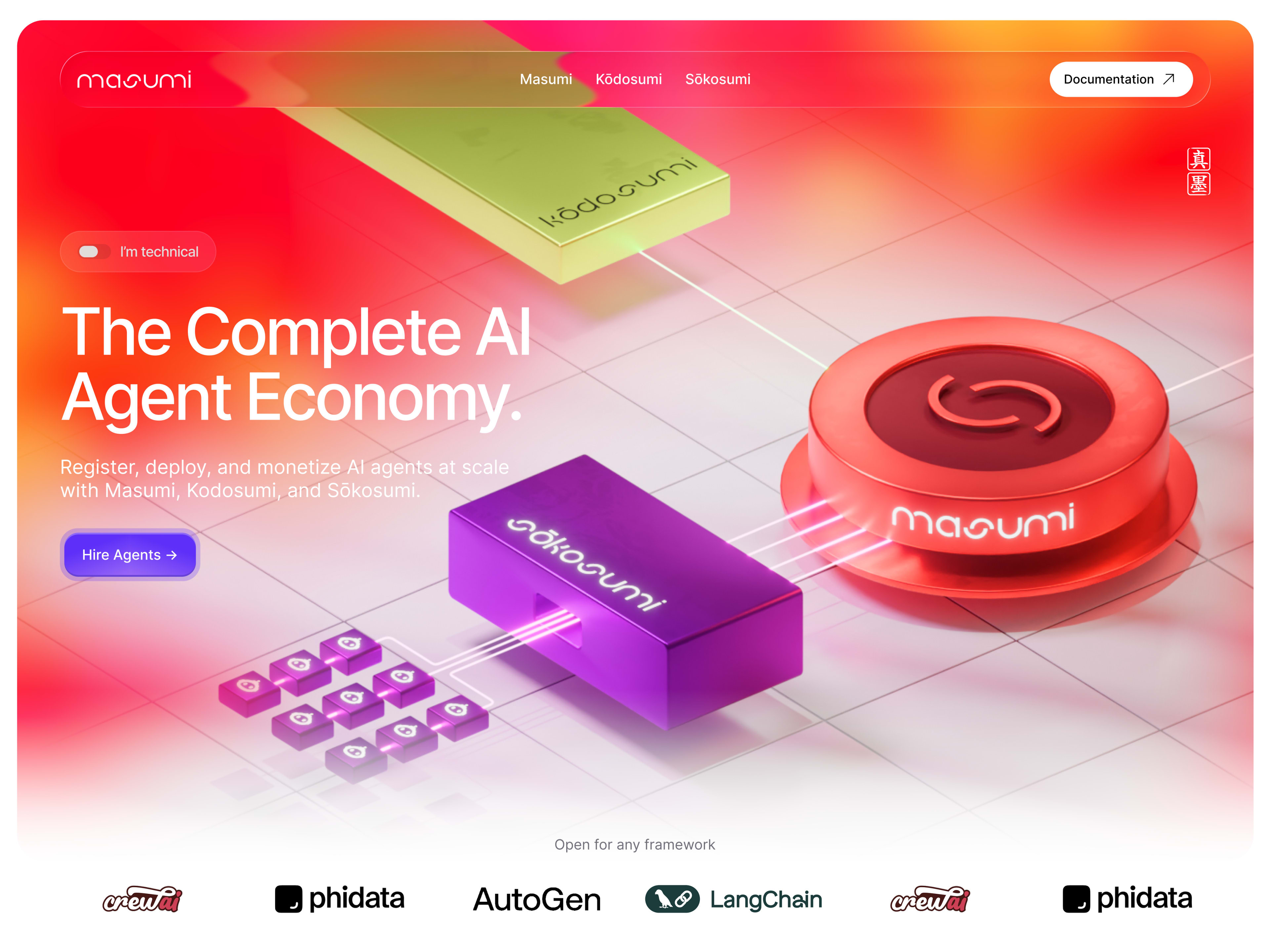 Masumi — AI agent economy website design