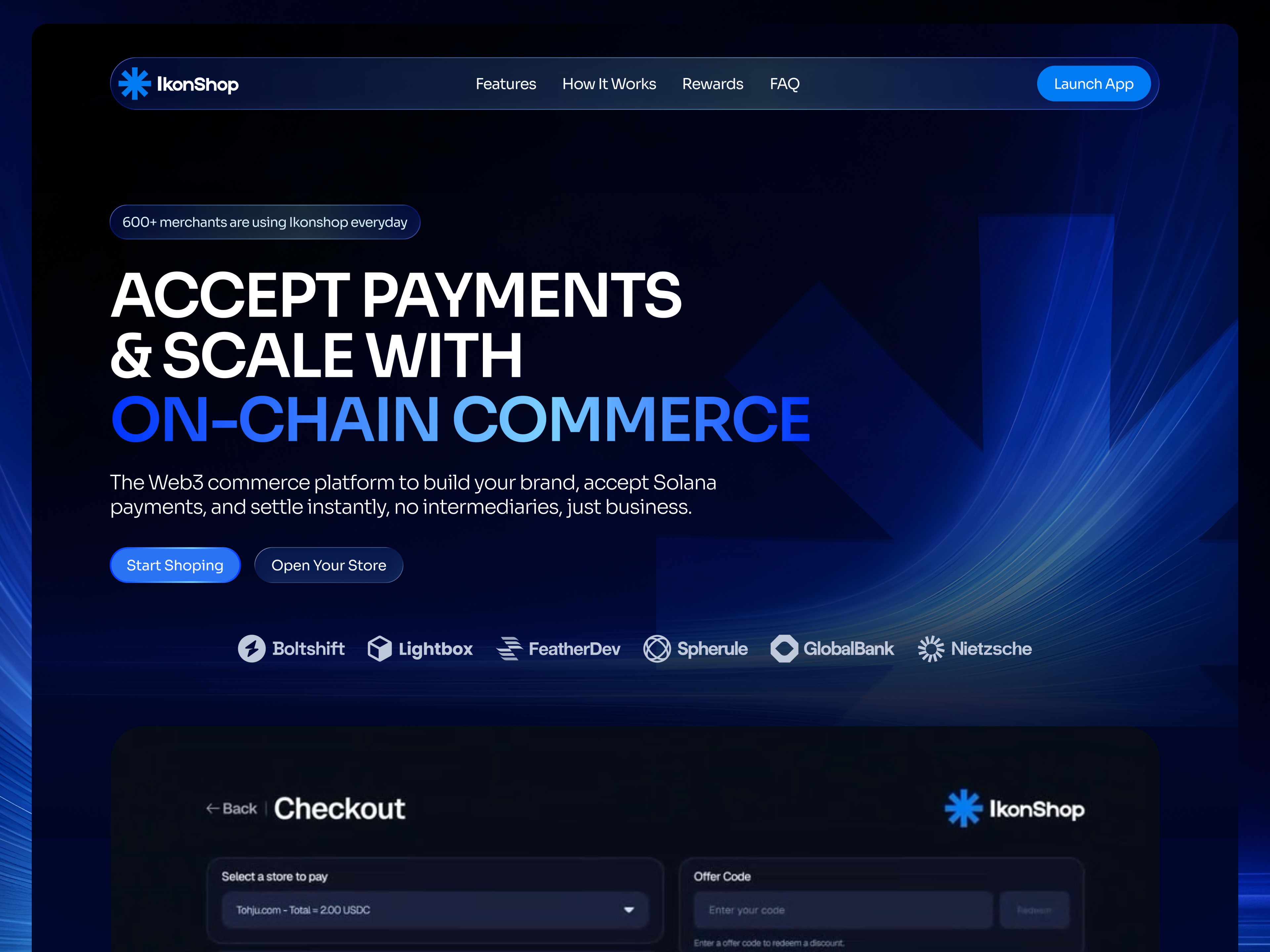 IkonShop — accept payments landing section