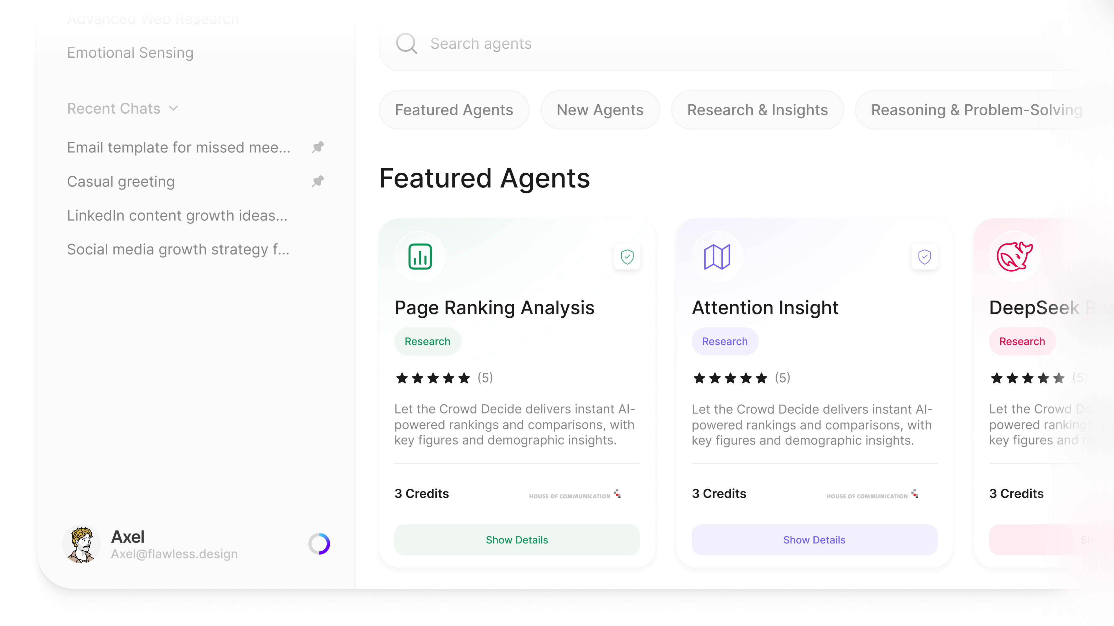 Masumi — featured agents section